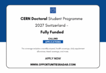 CERN Doctoral Student Programme 2027 Switzerland – Fully Funded CERN Doctoral Student Programme 2027