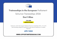 European Parliament Schuman Traineeships 2026