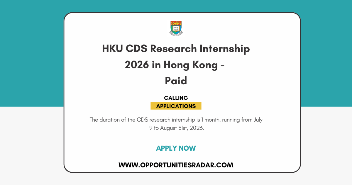 HKU CDS Research Internship 2026 in Hong Kong - Paid