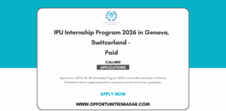 IPU Internship Program 2026 in Geneva