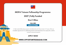 MOFA Taiwan Fellowship Programme 2027