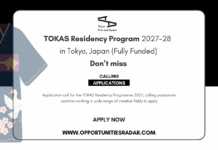 TOKAS Residency Programme 2027-28 in Tokyo, Japan (Fully Funded) TOKAS Residency Programme 2027