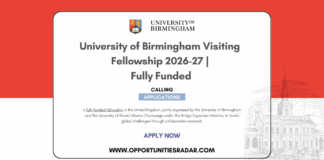 University of Birmingham Visiting Fellowship 2026