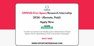 CIVICUS Civic Space Research Internship 2026