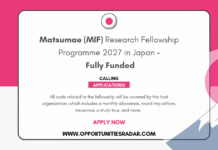 MIF Research Fellowship 2027 in Japan – Fully Funded MIF Research Fellowship 2027 in Japan