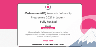 MIF Research Fellowship 2027 in Japan