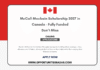 McCall Macbain Scholarship 2027