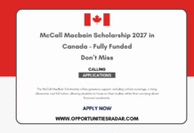 McCall Macbain Scholarship 2027 in Canada – Fully Funded McCall Macbain Scholarship 2027