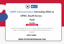 UNDP Administration Internship 2026 at UPSC, South Korea – Paid UNDP Administration Internship 2026