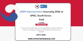 UNDP Administration Internship 2026