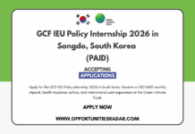 GCF IEU Policy Internship 2026 in Songdo, South Korea