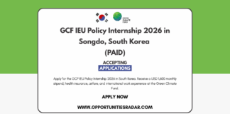 GCF IEU Policy Internship 2026 in Songdo, South Korea