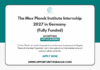 Max Planck Institute Internship 2027