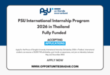 PSU International Internship Program 2026 in Thailand – Fully Funded PSU International Internship Program 2026