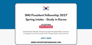 SNU President Fellowship 2027 Spring Intake