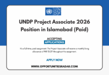 UNDP Project Associate 2026 Position in Islamabad (Paid) UNDP Project Associate 2026