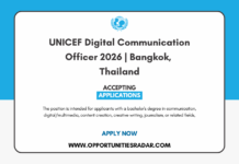 UNICEF Digital Communication Officer 2026 | Bangkok, Thailand UNICEF Digital Communication Officer 2026