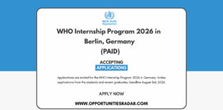 WHO Internship Program 2026