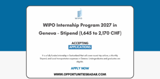 WIPO Internship Program 2027