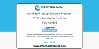 World Bank Group Explorers Programme 2027
