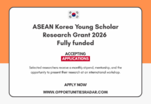 ASEAN Korea Young Scholar Research Grant 2026 | Fully funded ASEAN Korea Young Scholar Research Grant 2026