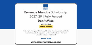Erasmus Mundus Scholarship 2027