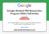 Google Student PhD Researcher Program 2026