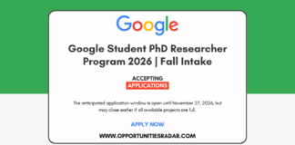 Google Student PhD Researcher Program 2026