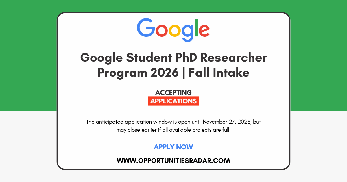Google Student PhD Researcher Program 2026 | Fall Session