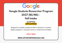 Google Students Researcher Program 2027 (BS/MS) – Fall Intake Google Students Researcher Program 2027