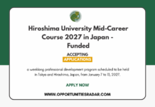 Hiroshima University Mid-Career Course 2027 in Japan – Funded Hiroshima University Mid-Career Course 2027