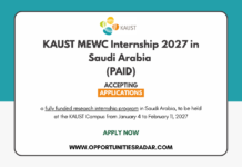 KAUST MEWC Internship 2027 in Saudi Arabia (PAID) KAUST MEWC Internship 2027