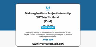 Mekong Institute Project Internship 2026