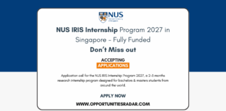 NUS IRIS Internship Program 2027