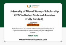  University of Miami Stamps Scholarship 2027