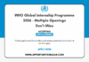 WHO Global Internship Programme 2026