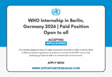 WHO Business Operations Internship 2026 in Germany 2026 – Paid WHO Internship in Germany 2026