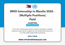 WHO Internship in Manila 2026