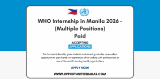 WHO Internship in Manila 2026