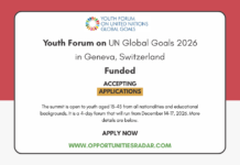 Youth Forum on UN Global Goals 2026 in Geneva, Switzerland (Funded) Youth Forum on UN Global Goals 2026