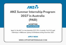 ANZ Summer Internship Program 2027 in Australia (PAID)