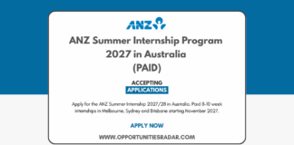 ANZ Summer Internship Program 2027 in Australia (PAID)