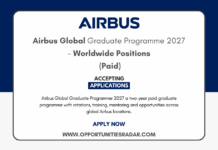 Airbus Global Graduate Programme 2027 – Worldwide Positions (Paid) Airbus Global Graduate Programme 2027