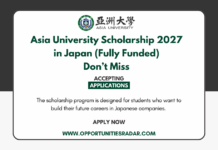 Asia University ASEAN Scholarship 2027 in Japan (Fully Funded) Asia University ASEAN Scholarship 2027