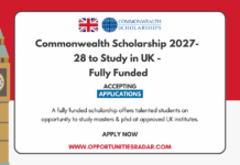 Commonwealth Scholarship 2027-28 to Study Masters & PhD in UK – Fully Funded Commonwealth Scholarship 2027-28
