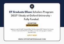 EIT Graduate Ellison Scholars Program 2027 | Study at Oxford University – Fully Funded EIT Graduate Ellison Scholars Program 2027