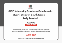 GIST University Graduate Scholarship 2027 | Study in South Korea – Fully Funded GIST University Graduate Scholarship 2027