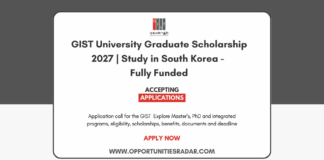 GIST University Graduate Scholarship 2027