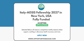 Italy AOSIS Fellowship 2027 in New York