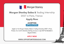 Morgan Stanley Sales & Trading Internship 2027 in Paris, France Morgan Stanley Sales & Trading Internship 2027